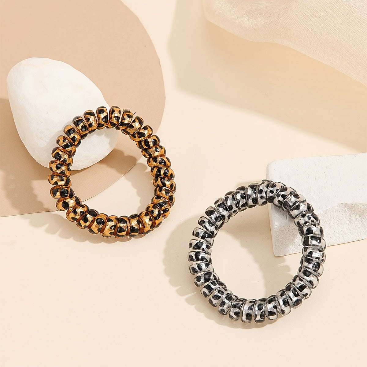 2pcs Leopard Print Hair Tie Rope Accessories