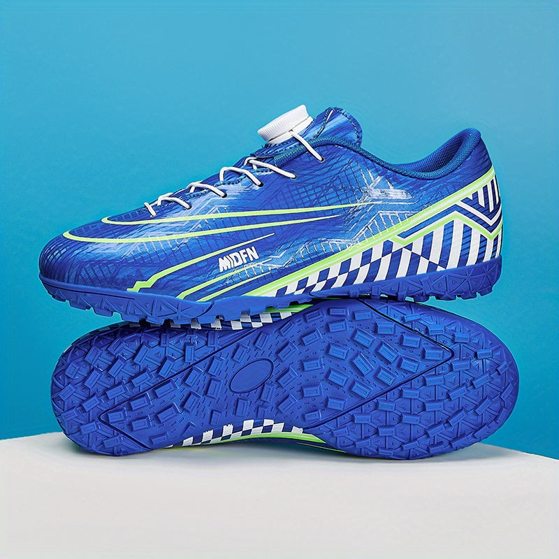 Unisex Turf Soccer Shoes With Rotating Button Anti Skid Breathable