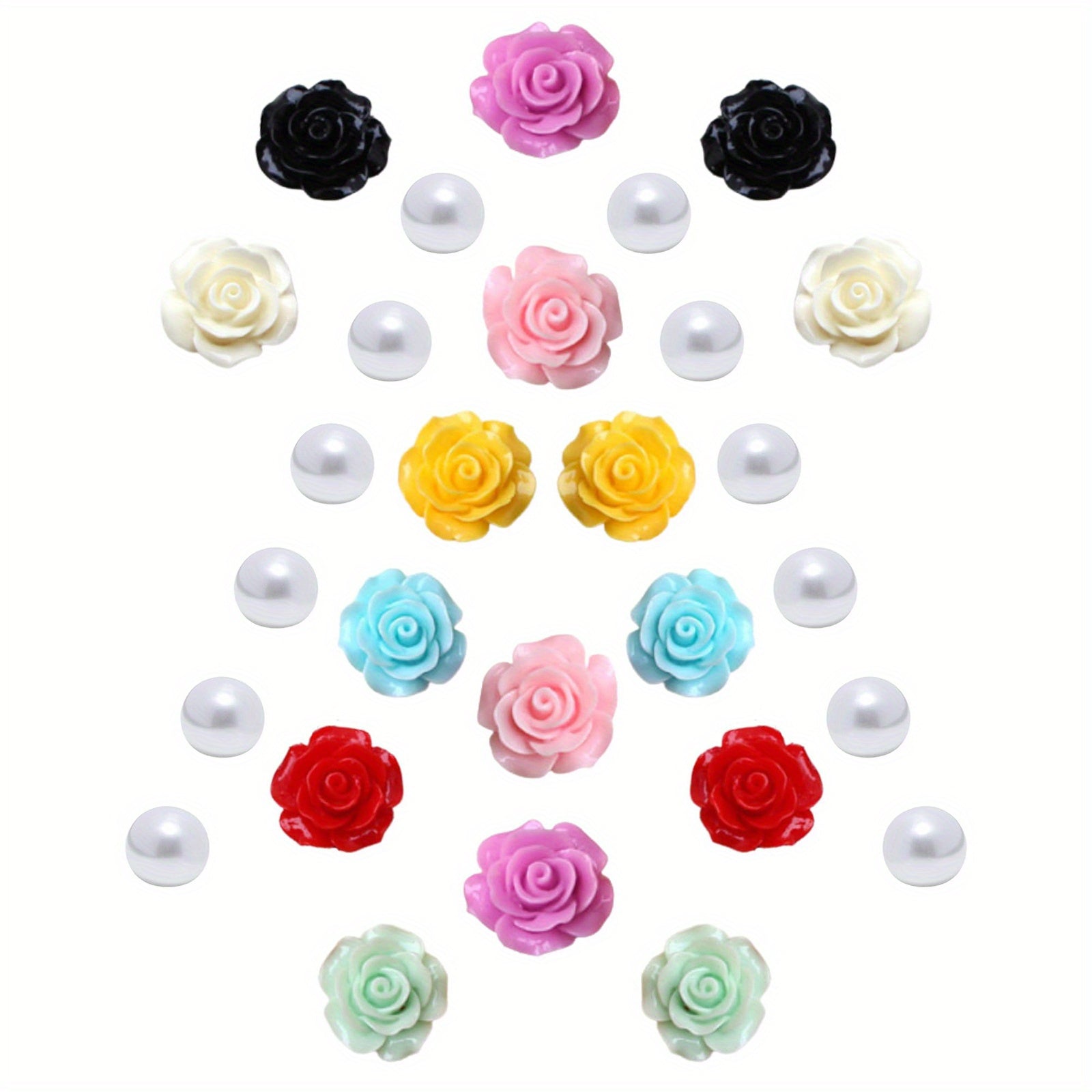 28pcs Colorful Pearl & Flower Shoe Charms for Clogs DIY Accessory