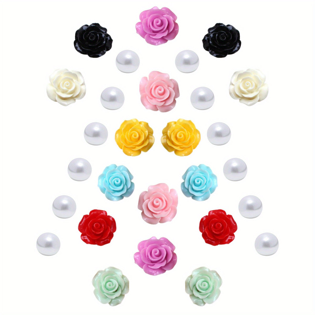 28pcs Colorful Pearl & Flower Shoe Charms for Clogs DIY Accessory