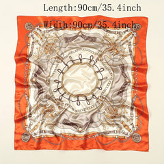 Chain Print Satin Bandana Square Scarf Women Casual Head Wrap