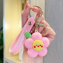 Cartoon Flower Car Key Chain Creative Keychain Ring Lanyard Pendant Accessaries