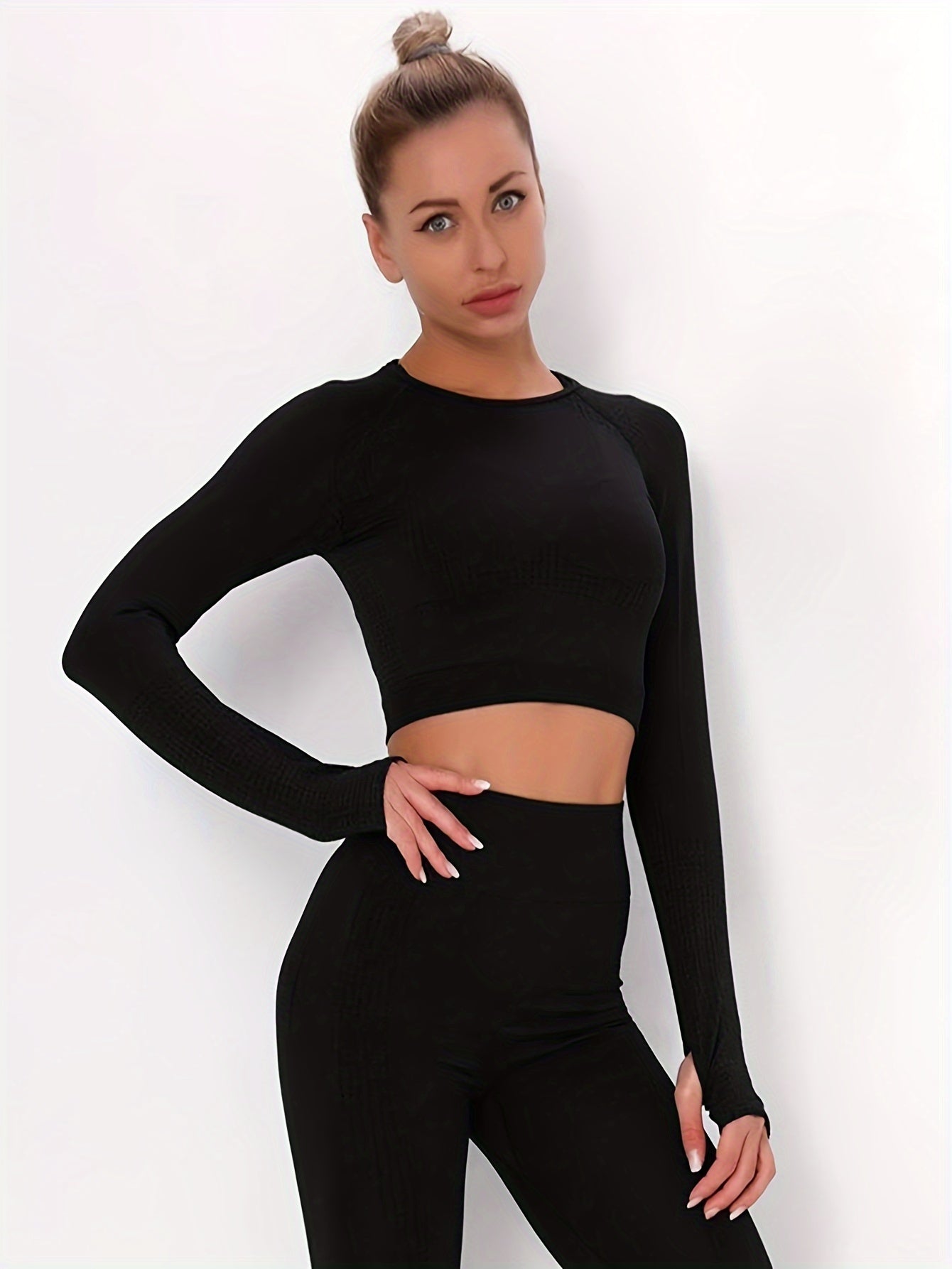 Mesh Hollow Breathable Long Sleeve T-shirt with Thumb Hole