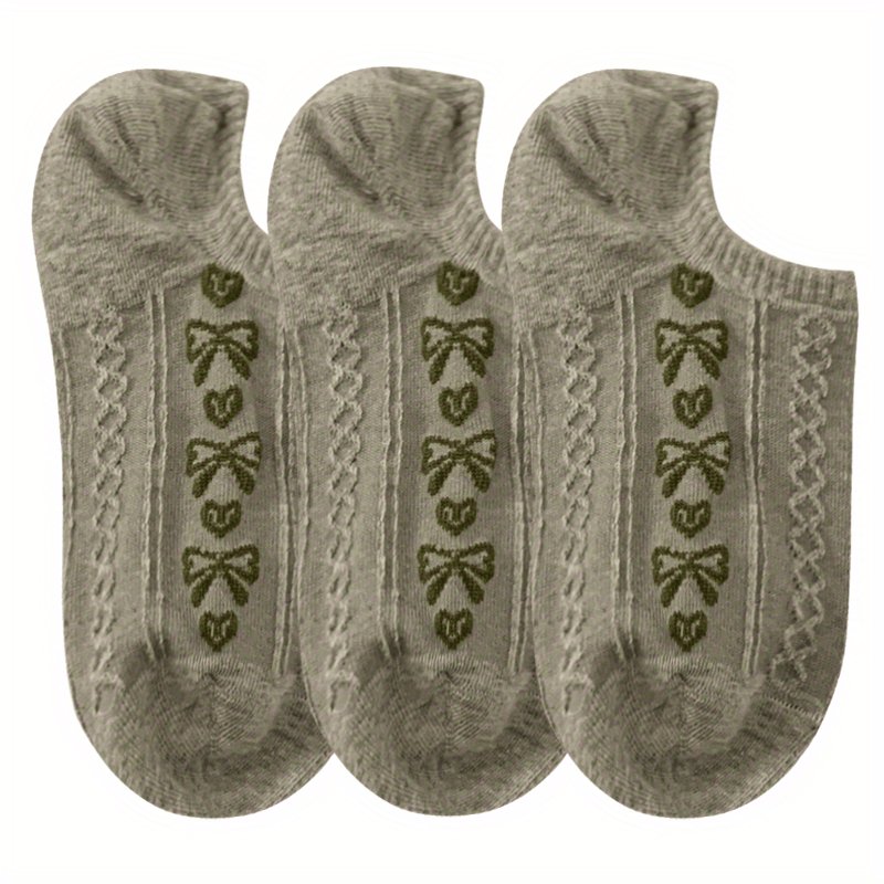 4 Pairs Bow Print Socks Low Cut Ankle Socks Women's Stockings