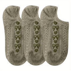4 Pairs Bow Print Socks Low Cut Ankle Socks Women's Stockings