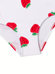 Toddler Girls Strawberry Graphic Ruffle Trim Swimsuit