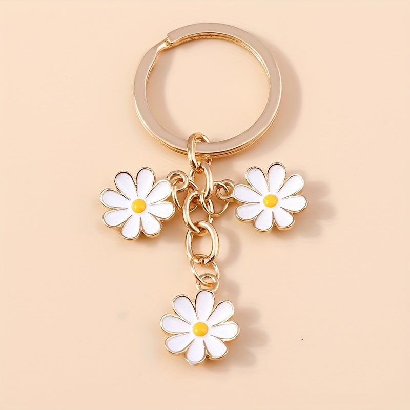 6pcs Daisy Flower Keychain Purse Bag Car Ornament Women Christmas Gift