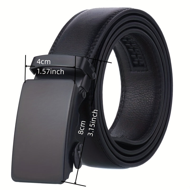 Men's Auto Buckle Belt PU Leather Business Waist Strap