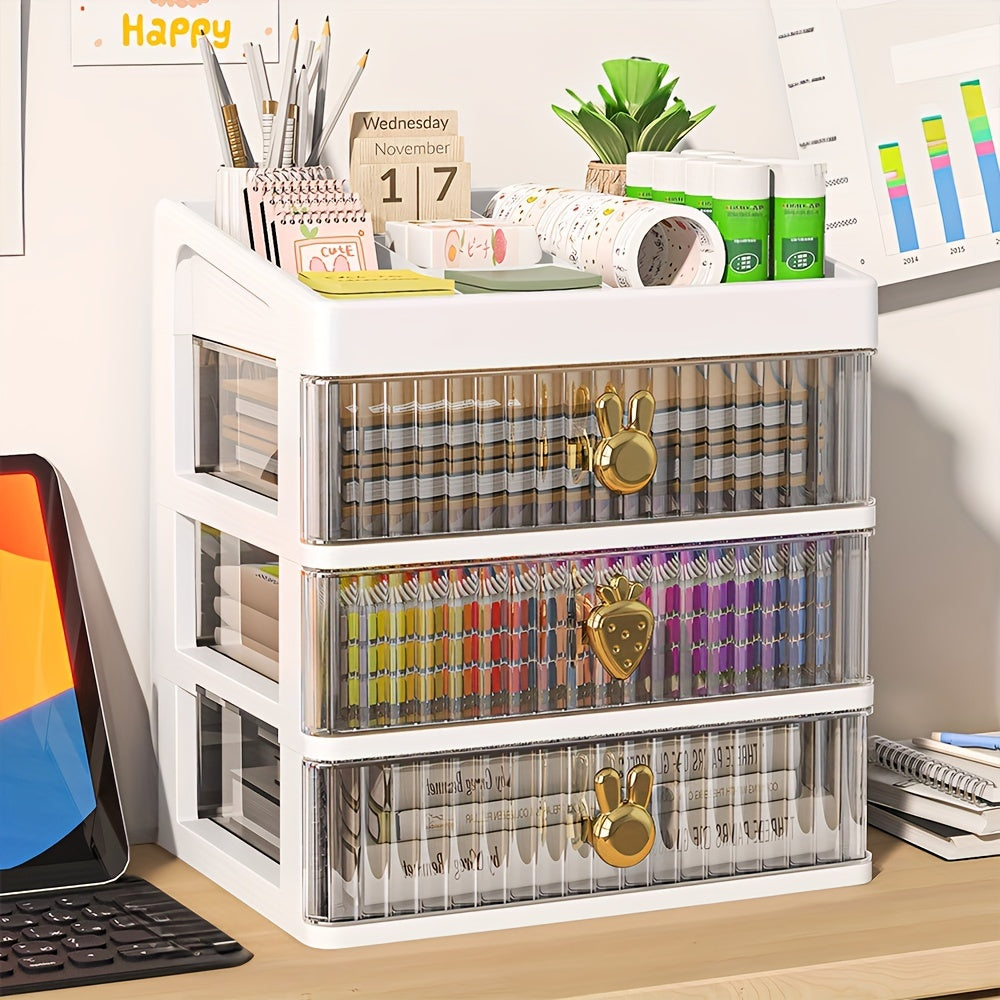 3 Layer Rabbit Style Storage Box Desktop Storage Shelf Multifunctional Organizer