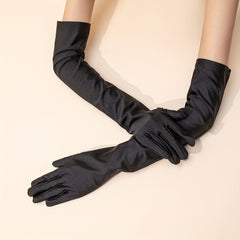Pleated Satin Long Gloves for Wedding Bridal Dress