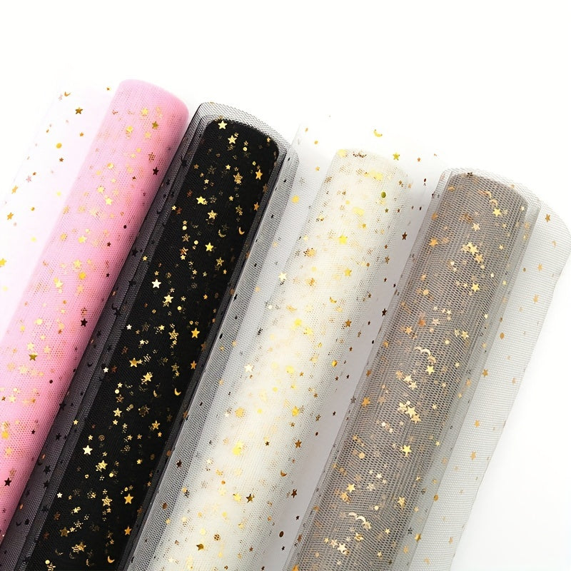 48cm Star Moon Gauze Flower Wrapping Paper, 4.57m Semi-Transparent Yarn Dot Bouq