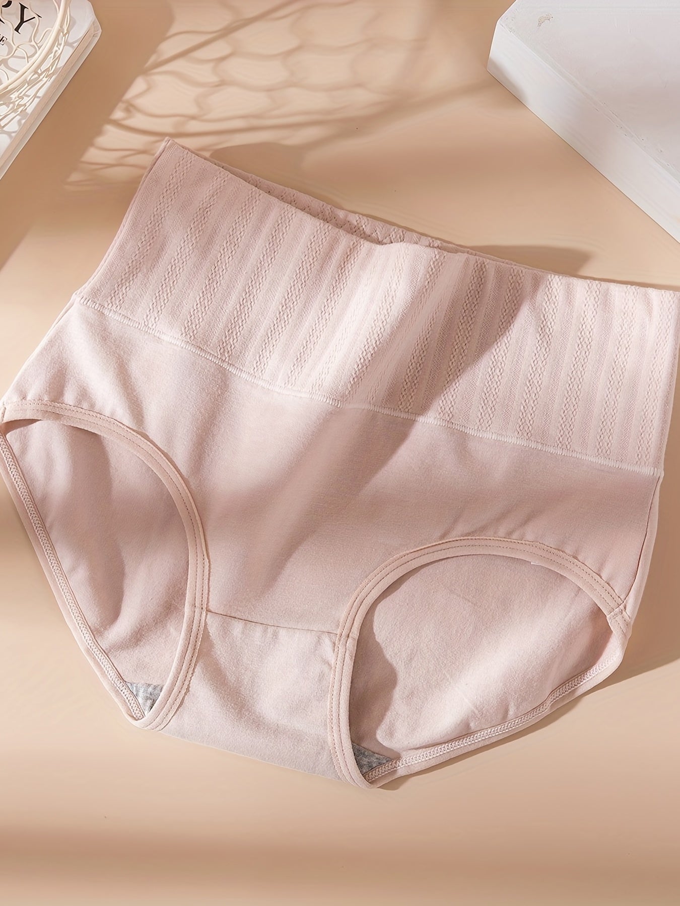 4pcs High Waist Jacquard Briefs Stretchy Intimates Panties Women's Lingerie