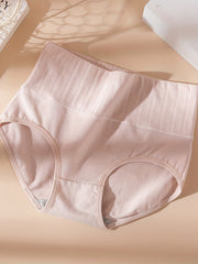 4pcs High Waist Jacquard Briefs Stretchy Intimates Panties Women's Lingerie