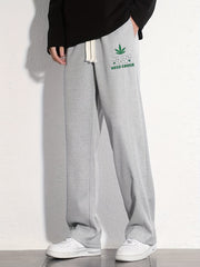 Leaf Graphic Print Men's Jogger Pants for Spring/Fall