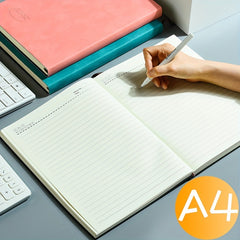 480 Page A4 Notebook, Soft Leather, Thick Horizontal Lines
