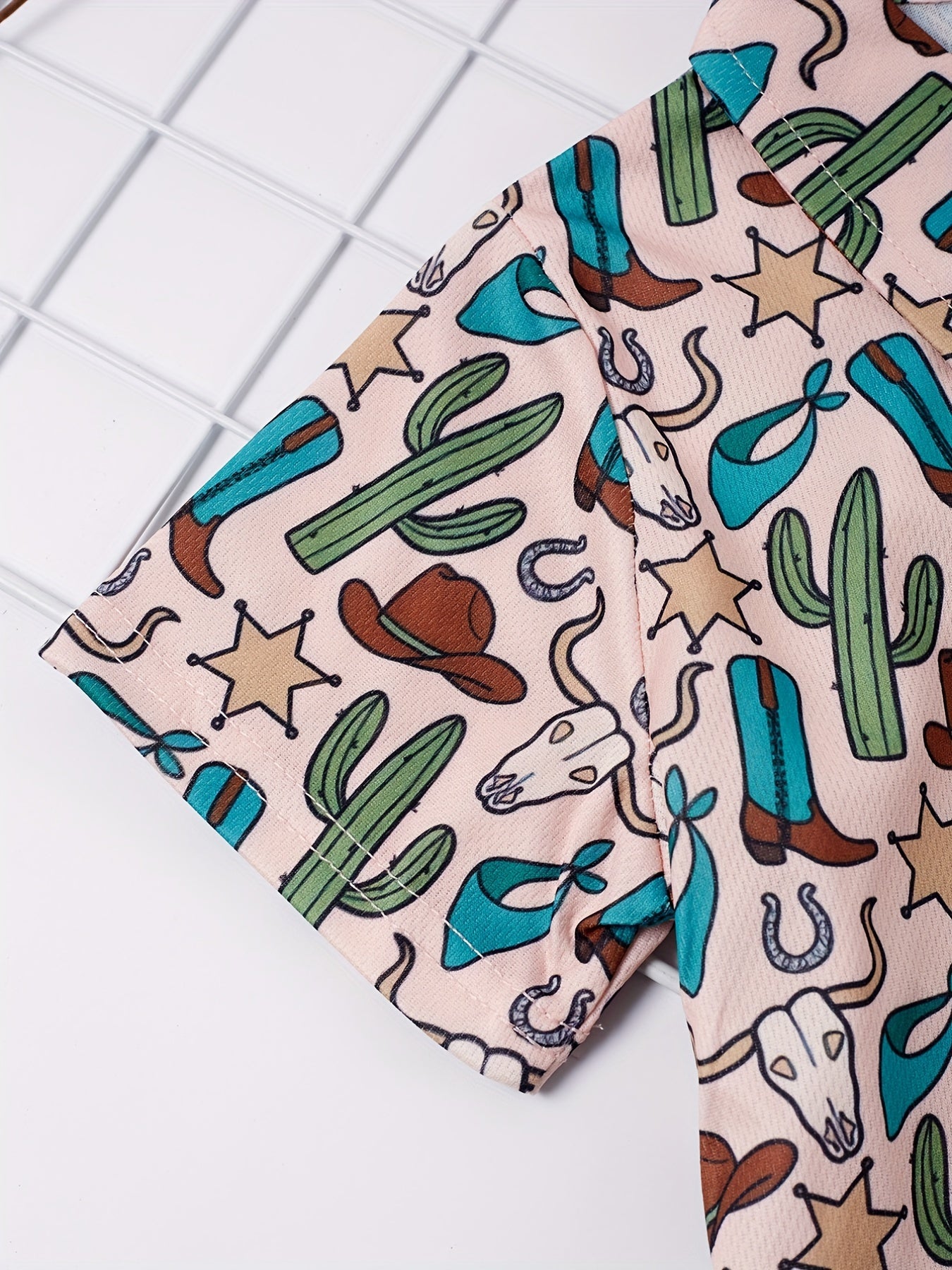 Boys Cactus Bull Head Star Print Shirt Tops Casual For Summer Kids Clothes
