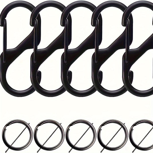5pcs S Carabiner Clip Snap Hooks For Keychain Fishing Camping Outdoor Sports