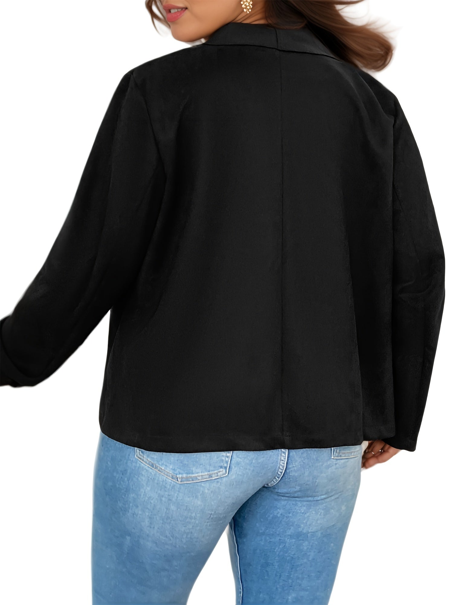  Women's Solid Open Front Waterfall Collar Blazer