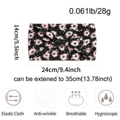 Daisy Pattern Headband Wide Sweatband Boho Style Hair Band