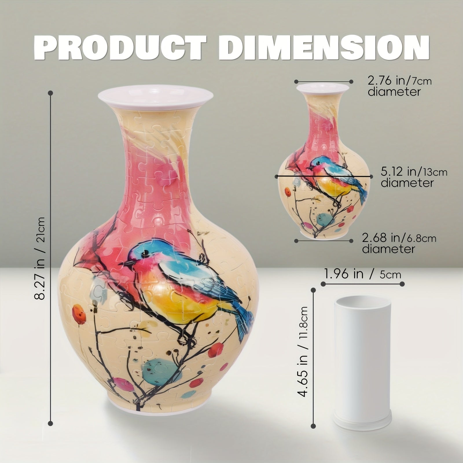 3D Puzzle Vase Flower Vase for Adults 164 Arc-Shaped Pieces Floral Decor Gift