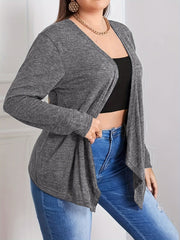  Casual Cardigan Women's Plus Heathered Long Sleeve