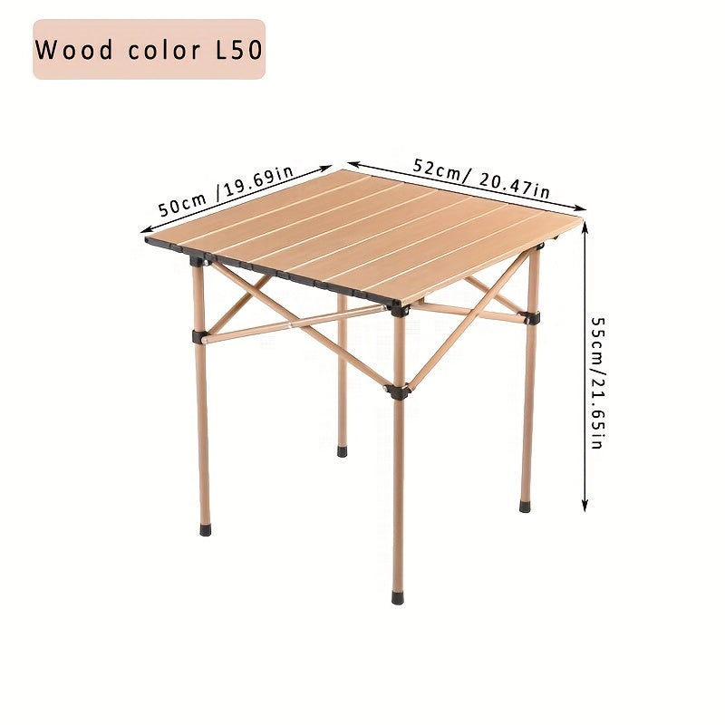 Portable Foldable Wood Grain Table Outdoor Camping Garden