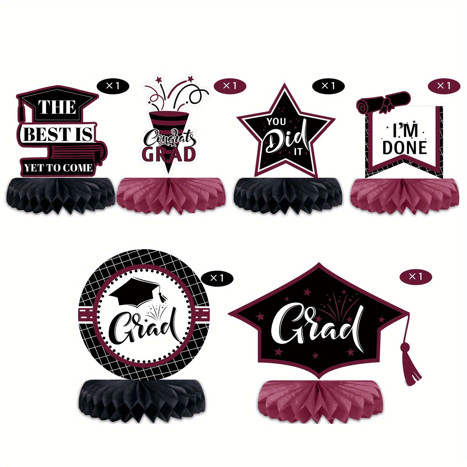Graduation Season Doctoral Cap Honeycomb Ornaments Desktop Decoration Set