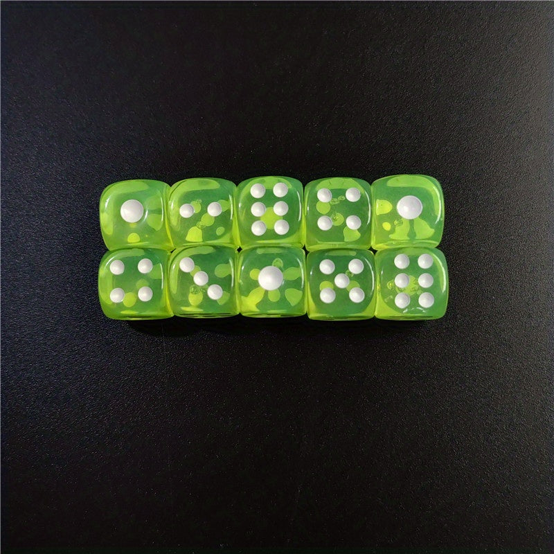 10pcs 12mm Acrylic Dice Set 11 Colors Hex Round Corner Bar KTV Entertainment