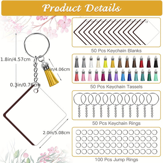 250PCS Sublimation Blank Leather Keychain with Tassel