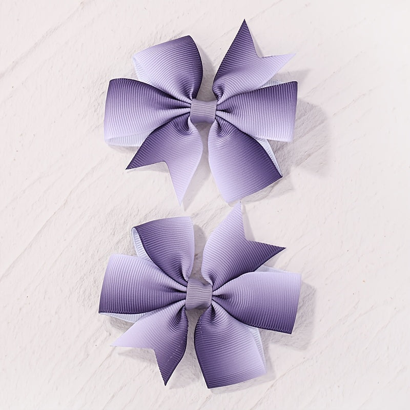 2pcs Plain Bow Hair Clip Ponytail Clip Baby Girls Hair Accessories