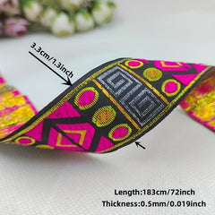 Vintage Jacquard Ribbon Embroidered Lace 2 Yards x 3 1/3inch