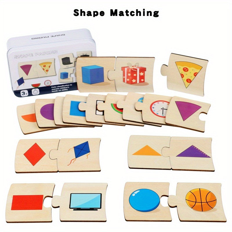 Wooden Shape & Animal Matching Puzzle Toy for Preschool Cognitive Development