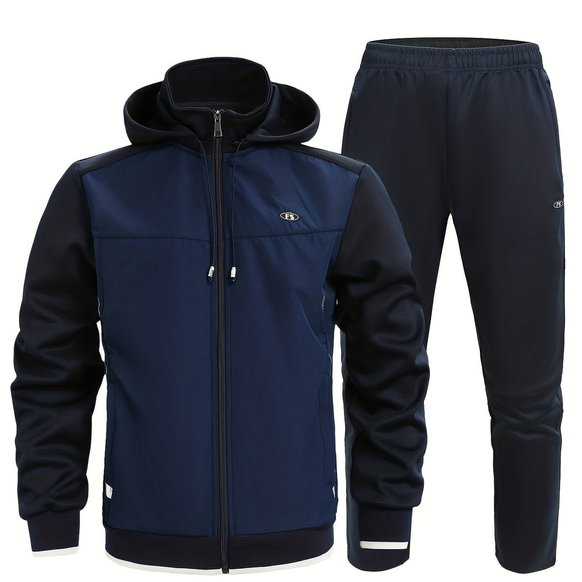 Men's Hooded Jacket & Stretchy Pants Set for Outdoor Activities