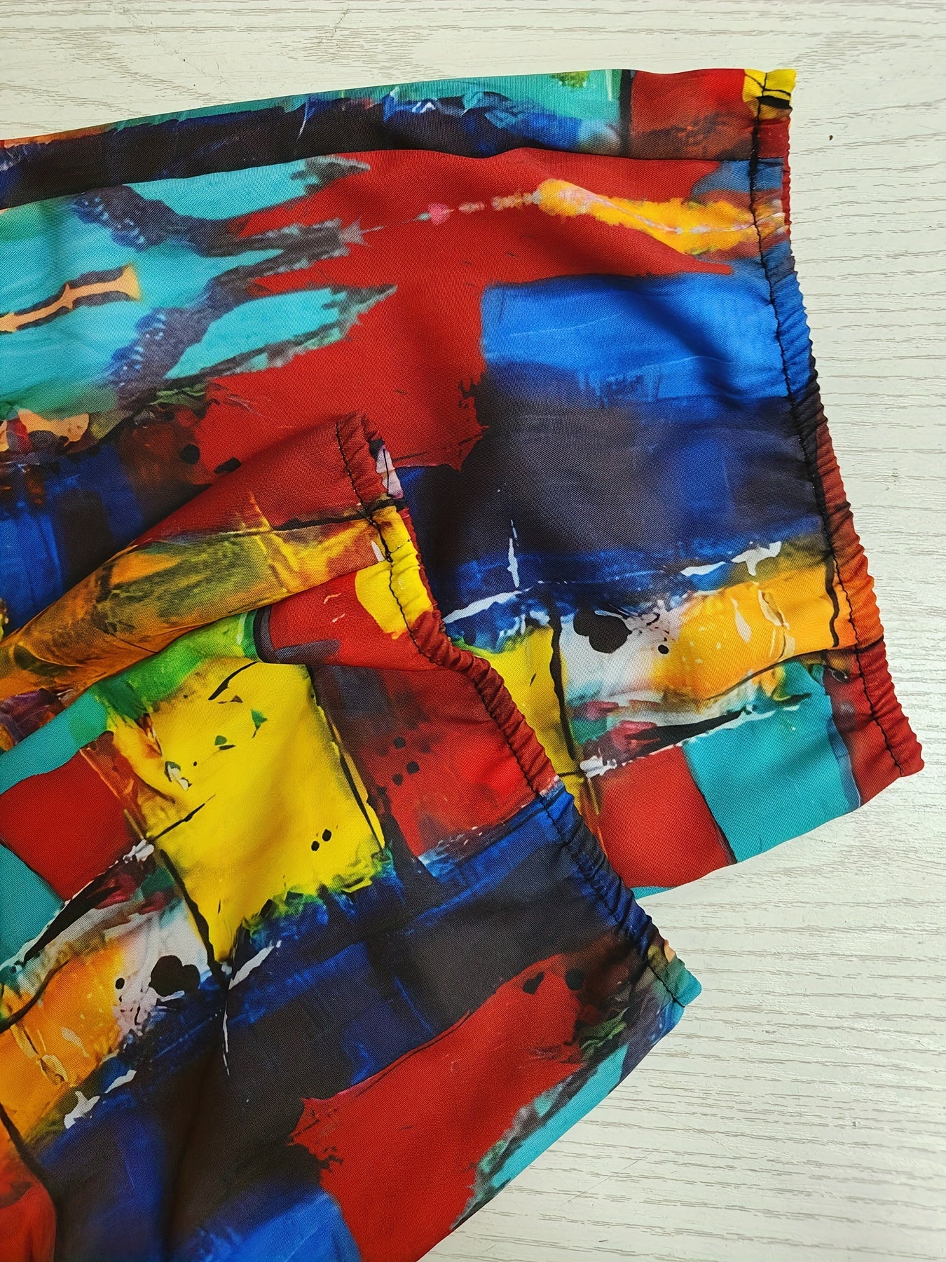  Painting Print High Rise Loose Fit Trousers