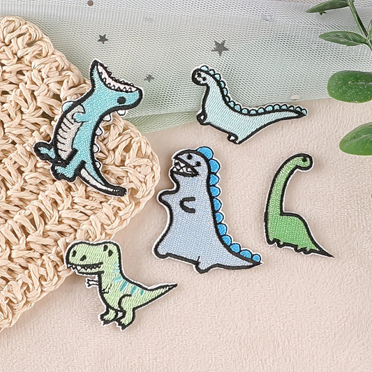 5pcs Cartoon Dinosaur Embroidery Patches Fabric DIY Clothes Accessories
