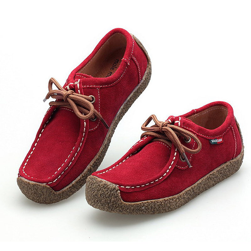 Women's Lace Up Flat Loafers Casual Faux Leather Shoes