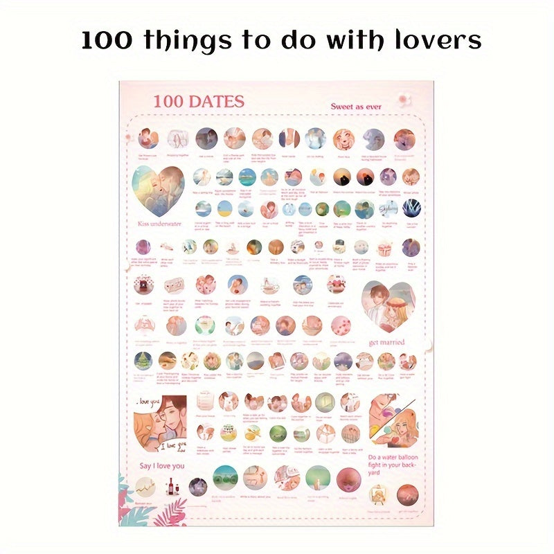 100 Dating Things For Couple Scratching Poster Random Event Romantic Dating Gift