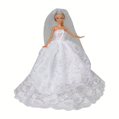 Doll Wedding Dresses w/ Crown Veil for 11.5in Doll