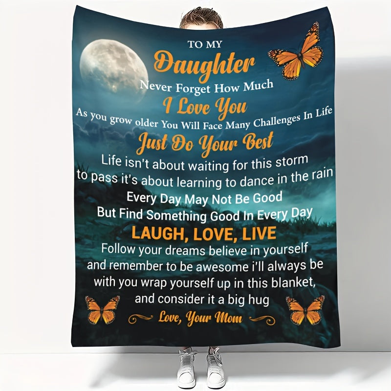 Butterfly Printed Gift Blanket From Mom To Daughter