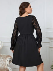  Long Sleeve Lace Crew Neck Ball Gown