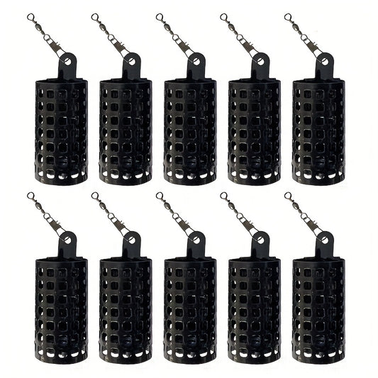 Metal Fishing Feeder With Swivel Snap Ring Bait Cage