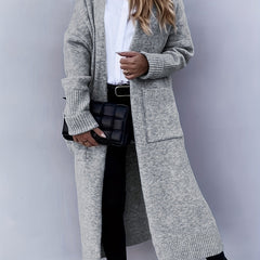  Long Sleeve Open Front Cardigan With Pockets