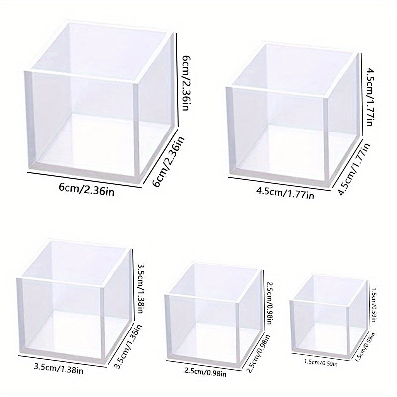 5pcs Resin Silicone Epoxy Pouring Mold DIY Cube for Casting Candle Soap
