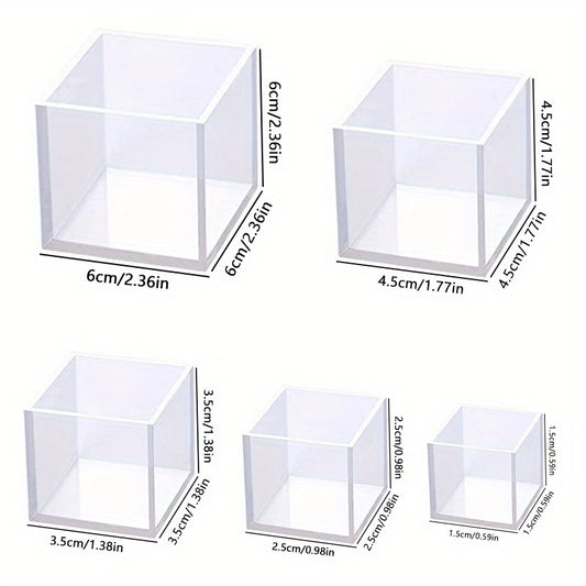 5pcs Resin Silicone Epoxy Pouring Mold DIY Cube for Casting Candle Soap