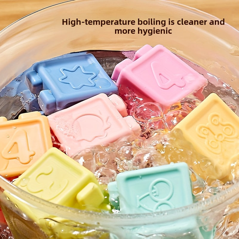 Soft Rubber Building Blocks for Infants, Colorful Stacking & Nesting Toys