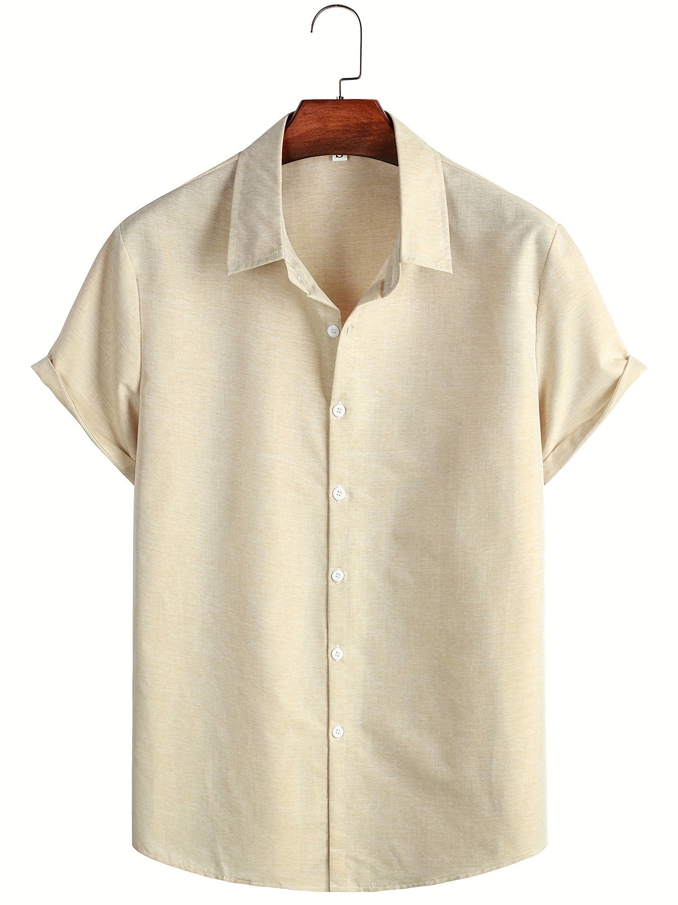 Short Sleeve Solid Button Down Shirt for Work & Comfort