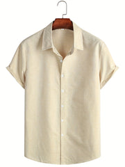 Short Sleeve Solid Button Down Shirt for Work & Comfort