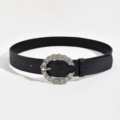 Women's C Rhinestone Buckle PU Belt - Versatile Accessory