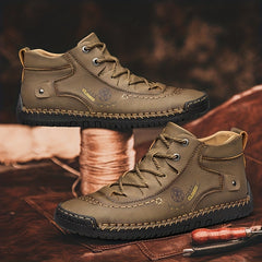 Men's High Top Stitched Boots Casual Walking Shoes