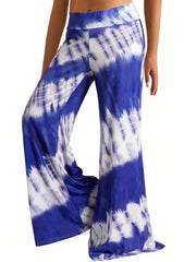  Tie Dye Waist High Rise Flared Leg Pants